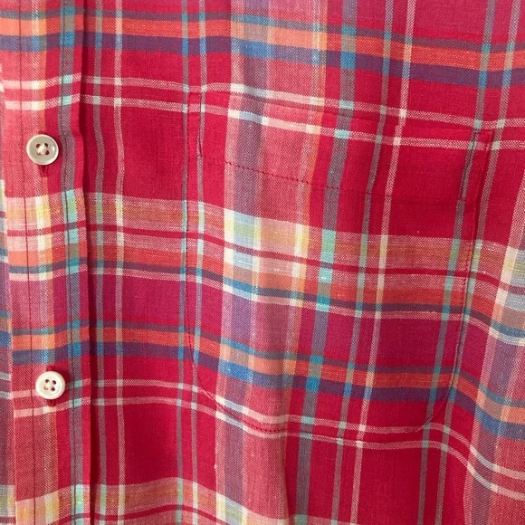 Vineyard Vines Slim Fit Linen Murray Shirt Plaid Medium EUC - Picture 4 of 4